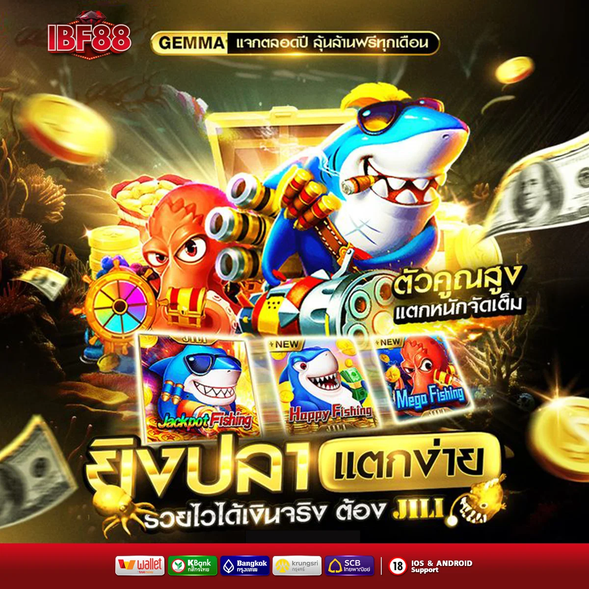 เทคนิคยิงปลาให้ได้เงินจริงบนเว็บ ibf88